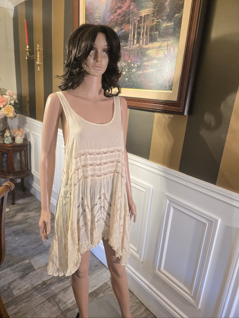 Free People Cream Sleeveless Boho Slip Dress